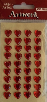 Strass-Sticker Herzen rot